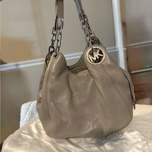 Michael Kors Gray Leather Shoulder Bag